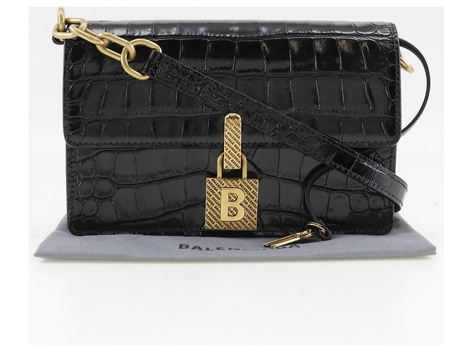 Borsa a spalla mini in pelle goffrata Balenciaga Nero - vista 9