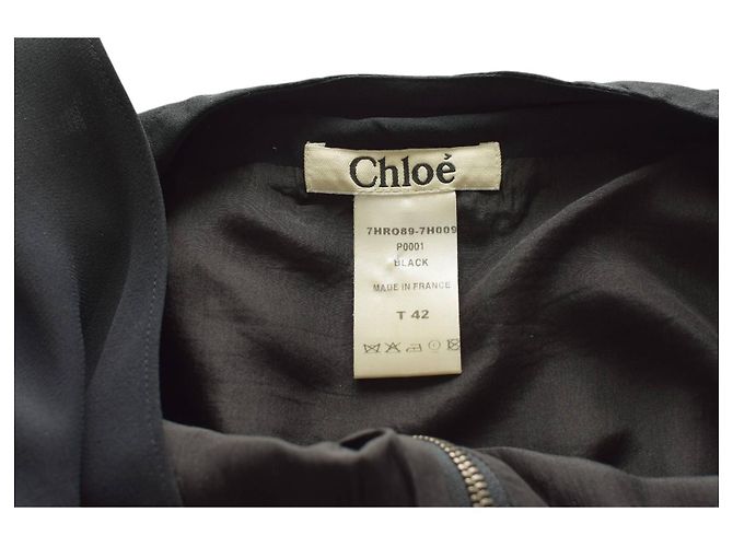 Abito mini in seta nera Chloé con zip frontale Nero - vista 3