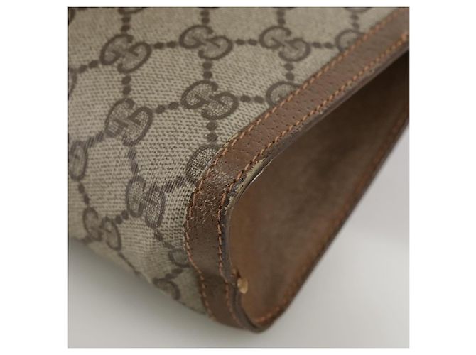 GUCCI GG Supreme Web Sherry Line Clutch Bag PVC Beige Rosso 89 01 032 Auth bs21276 - vista 11