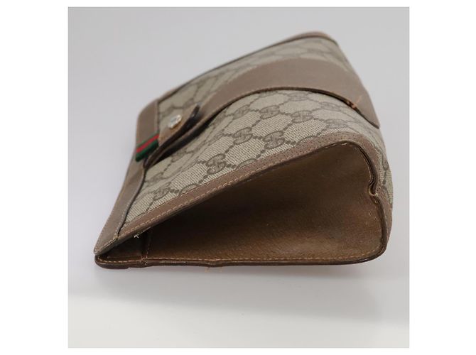 GUCCI GG Supreme Web Sherry Line Clutch Bag PVC Beige Rosso 89 01 032 Auth bs21276 - vista 4