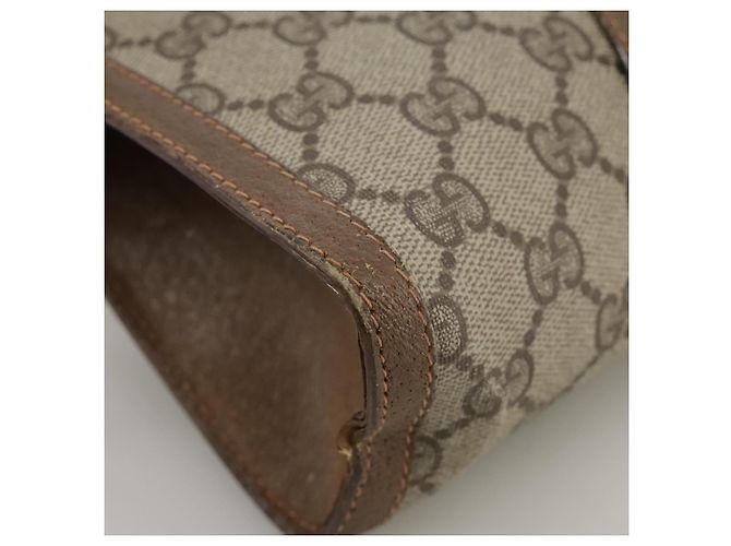 GUCCI GG Supreme Web Sherry Line Clutch Bag PVC Beige Rosso 89 01 032 Auth bs21276 - vista 8