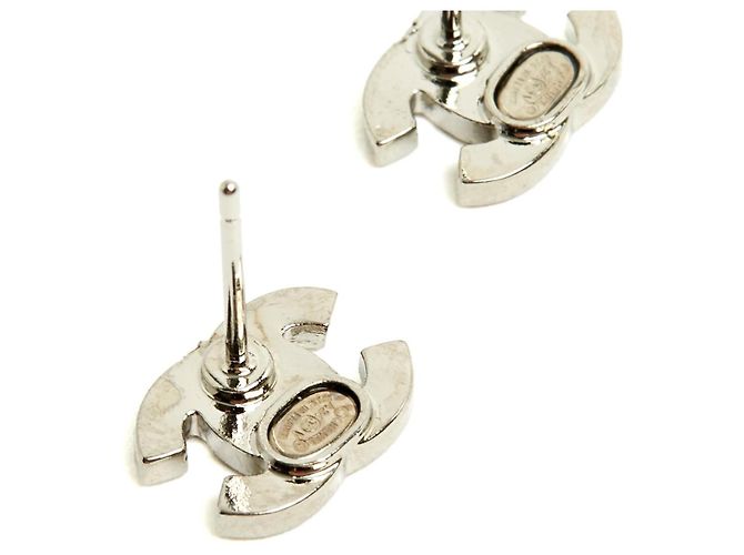 Chanel 2024 Pendientes de Micro Cristales de Rhinestone CC Plateados Plata - vista 3