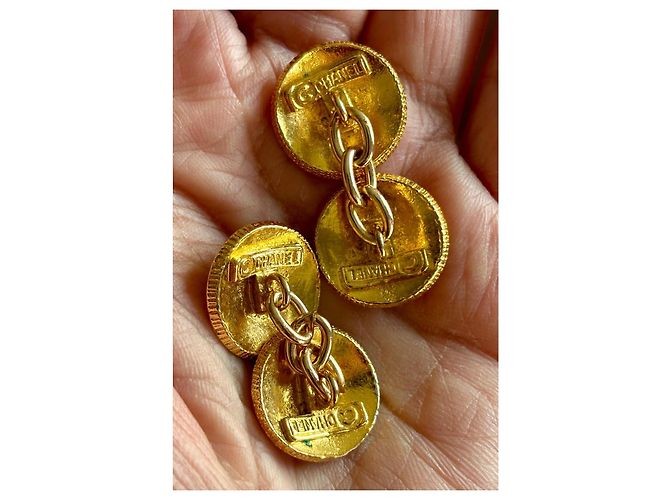 Gemelli vintage Chanel CC placcati oro D'oro - vista 10