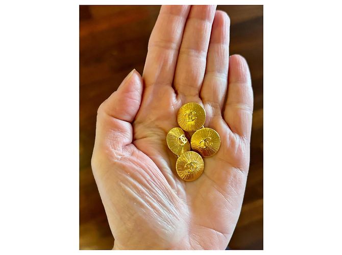Gemelli vintage Chanel CC placcati oro D'oro - vista 5