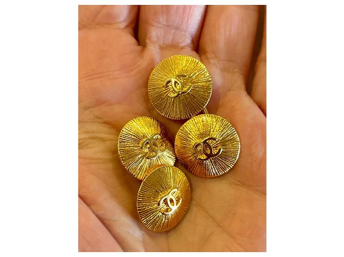 Gemelli vintage Chanel CC placcati oro D'oro - vista 6