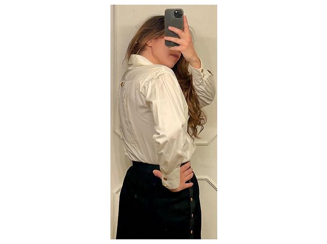 Camicia bianca vintage Chanel doppiopetto, 38 Bianco Crudo - vista 14