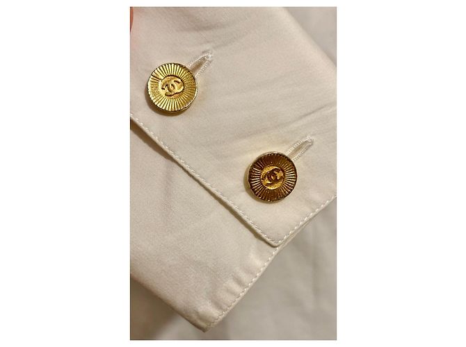 Camicia bianca vintage Chanel doppiopetto, 38 Bianco Crudo - vista 4