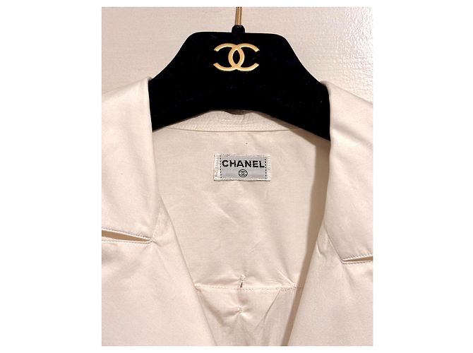 Camicia bianca vintage Chanel doppiopetto, 38 Bianco Crudo - vista 8
