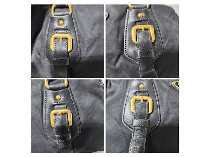Borsa Bauletto in Nylon e Pelle Nera PRADA Nero - vista 12