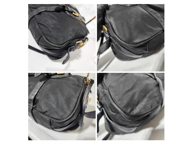 Borsa Bauletto in Nylon e Pelle Nera PRADA Nero - vista 14