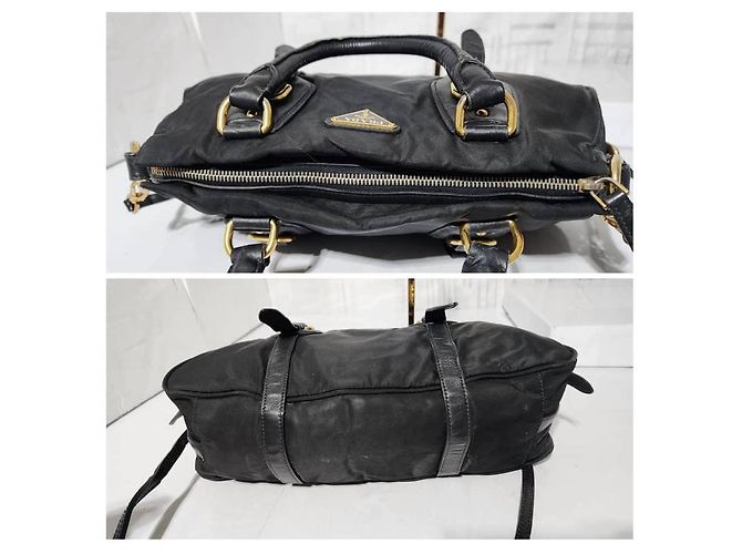 Borsa Bauletto in Nylon e Pelle Nera PRADA Nero - vista 15