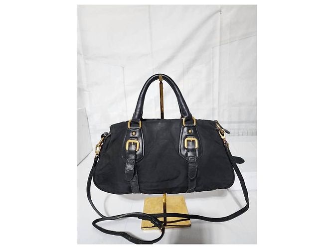 Borsa Bauletto in Nylon e Pelle Nera PRADA Nero - vista 4