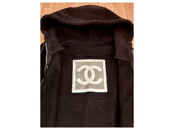 Felpa con zip Vintage Chanel Sport Line, 38 EU Nero Grigio antracite Silver hardware - vista 10