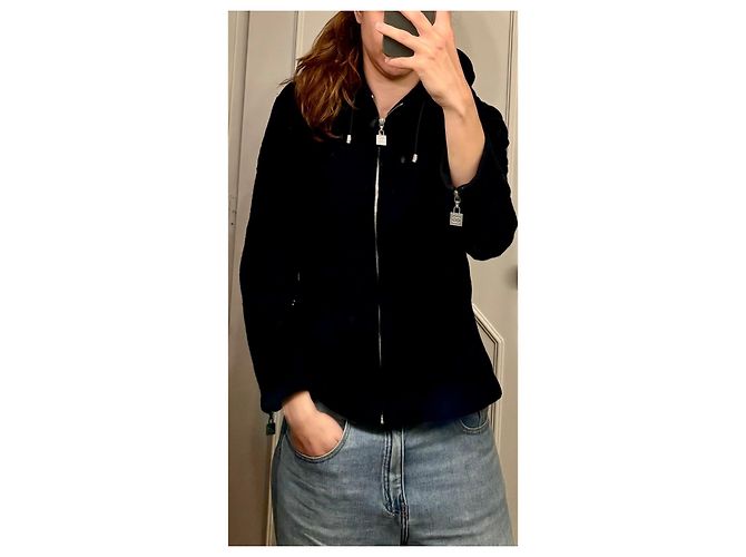 Felpa con zip Vintage Chanel Sport Line, 38 EU Nero Grigio antracite Silver hardware - vista 5