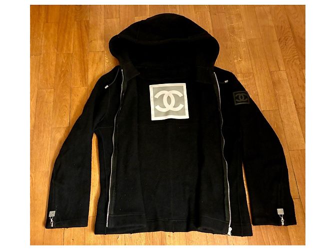 Felpa con zip Vintage Chanel Sport Line, 38 EU Nero Grigio antracite Silver hardware - vista 6