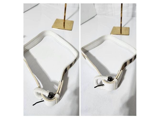 Burberry Nova Check beschichteter Canvas und Lackleder Gürtel Beige/Creme Größe: 32'' Roh - Ansicht 4