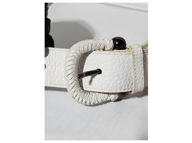 Burberry Nova Check beschichteter Canvas und Lackleder Gürtel Beige/Creme Größe: 32'' Roh - Ansicht 5