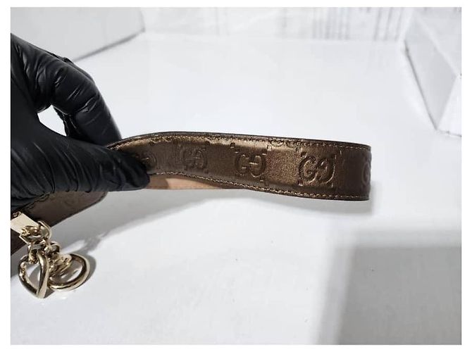 Gucci Microguccissima Leder Gürtel mit metallischer Pferdebit-Schnalle in Metallic-Braun Größe: 36 - Ansicht 3