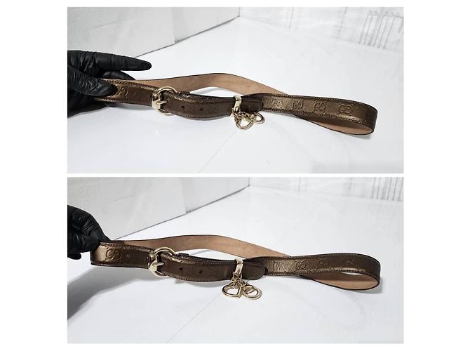 Gucci Microguccissima Leder Gürtel mit metallischer Pferdebit-Schnalle in Metallic-Braun Größe: 36 - Ansicht 4