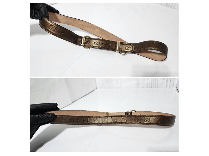 Gucci Microguccissima Leder Gürtel mit metallischer Pferdebit-Schnalle in Metallic-Braun Größe: 36 - Ansicht 5