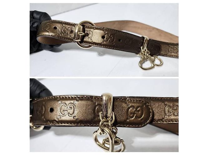 Gucci Microguccissima Leder Gürtel mit metallischer Pferdebit-Schnalle in Metallic-Braun Größe: 36 - Ansicht 6
