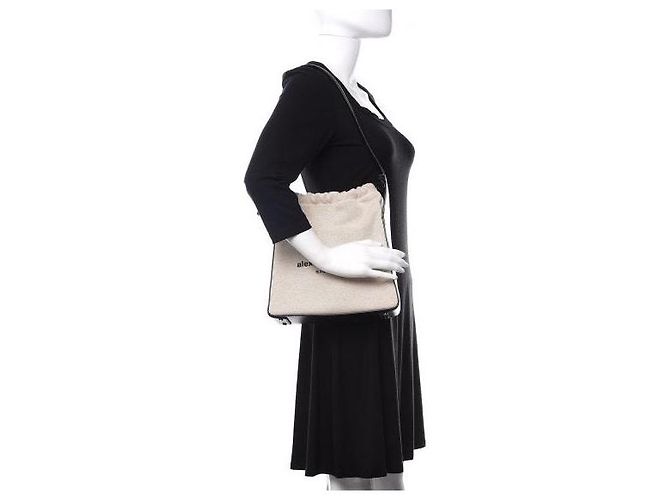 Alexander Wang Canvas Schultertasche Creme/Schwarz Roh - Ansicht 3