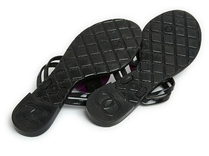 Chanel Sandali Mules Infradito Camelia Nero Viola Flats Mules Infradito UK3.5 US6 - vista 5