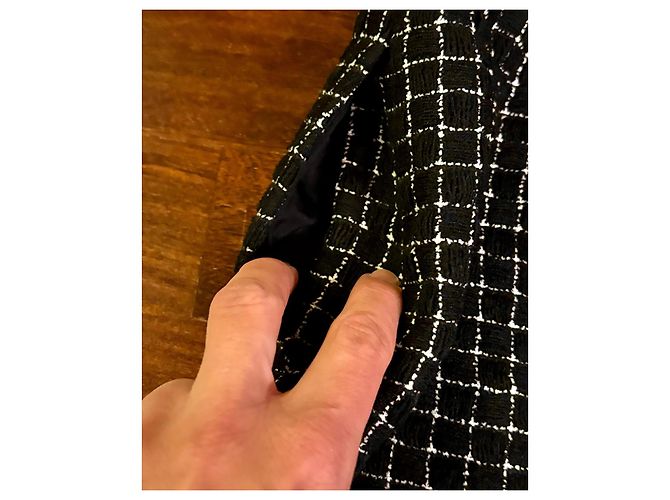 Falda mini lápiz de tweed Chanel Negro Blanco - vista 5