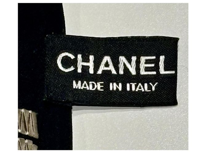 Foulard Twilly in seta nera Chanel vintage raro Nero Argento - vista 6