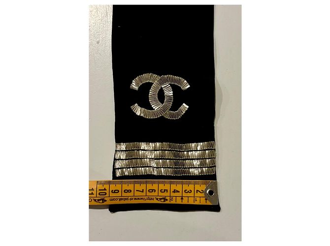 Foulard Twilly in seta nera Chanel vintage raro Nero Argento - vista 7
