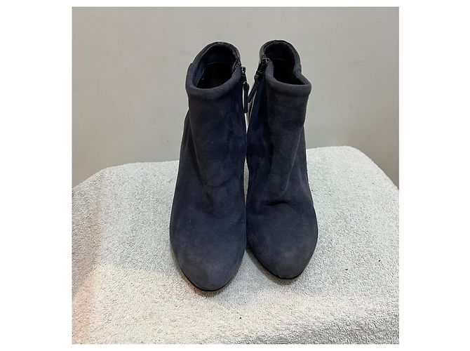 Fendi Botas de tornozelo de couro e camurça Preto Azul - vista 2