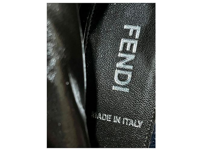 Fendi Botas de tornozelo de couro e camurça Preto Azul - vista 7