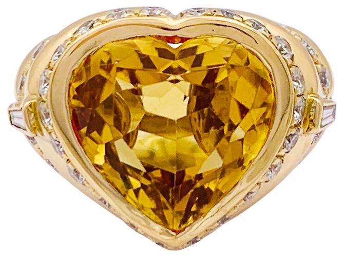 Anello Repossi 'Cuore' in oro giallo, diamanti, citrino. - vista 5