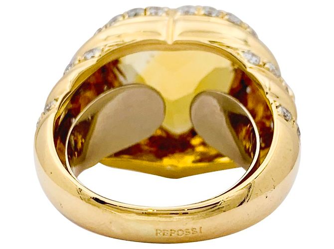 Anello Repossi 'Cuore' in oro giallo, diamanti, citrino. - vista 7