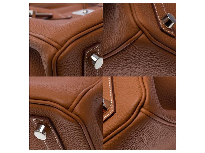 Hermès HERMES Birkin 25 Tasche aus goldenem Leder - 102380 - Ansicht 12