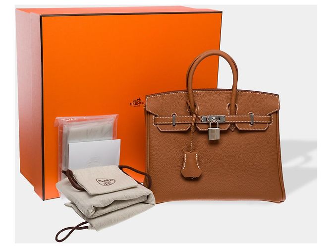 Hermès HERMES Birkin 25 Tasche aus goldenem Leder - 102380 - Ansicht 2