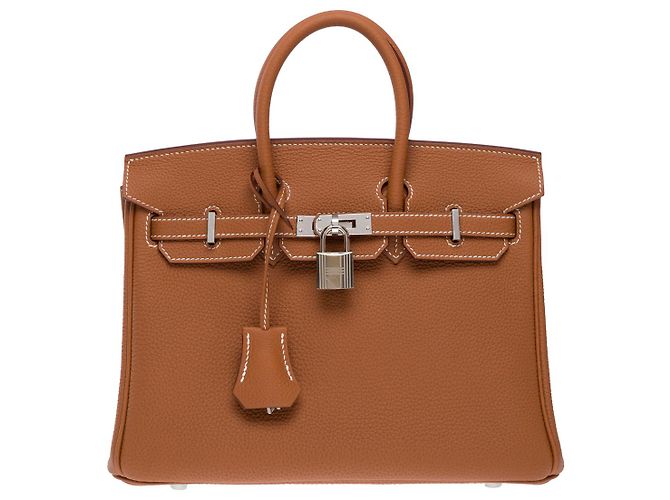 Hermès HERMES Birkin 25 Tasche aus goldenem Leder - 102380 - Ansicht 3