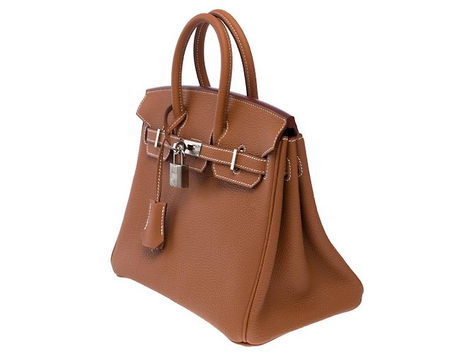 Hermès HERMES Birkin 25 Tasche aus goldenem Leder - 102380 - Ansicht 5