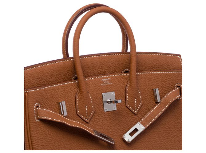 Hermès HERMES Birkin 25 Tasche aus goldenem Leder - 102380 - Ansicht 7