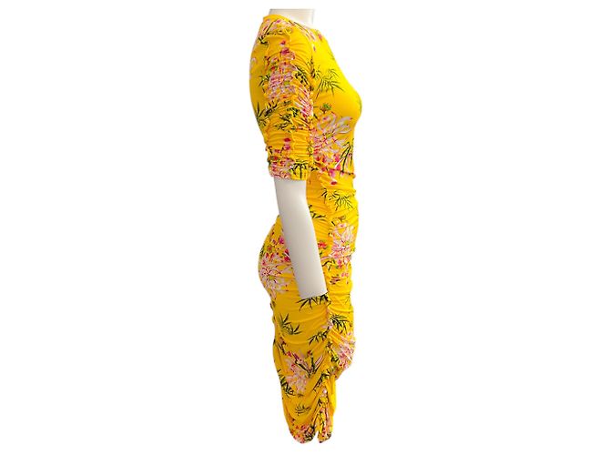 Vestido fruncido floral amarillo Kenzo - vista 2