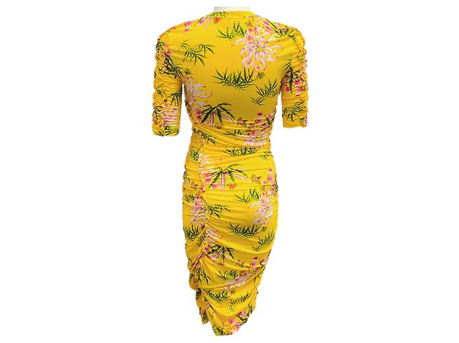 Vestido fruncido floral amarillo Kenzo - vista 3