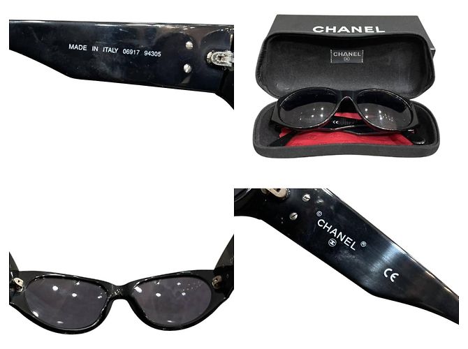 Occhiali da sole Chanel Nero Argento Logo CC 06917 - vista 4