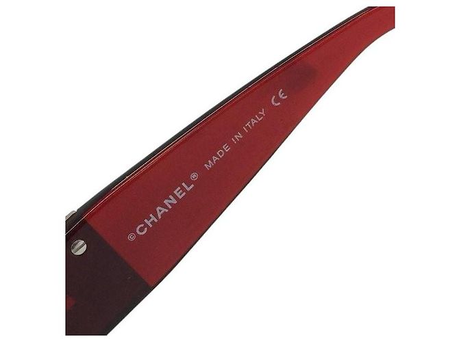 Chanel CC Logo randlose Strass Sonnenbrille rot silber 4095-B - Ansicht 6