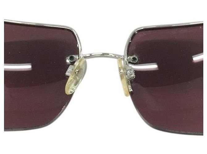 Chanel CC Logo randlose Strass Sonnenbrille rot silber 4095-B - Ansicht 7