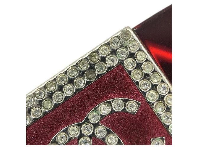 Chanel CC Logo randlose Strass Sonnenbrille rot silber 4095-B - Ansicht 9
