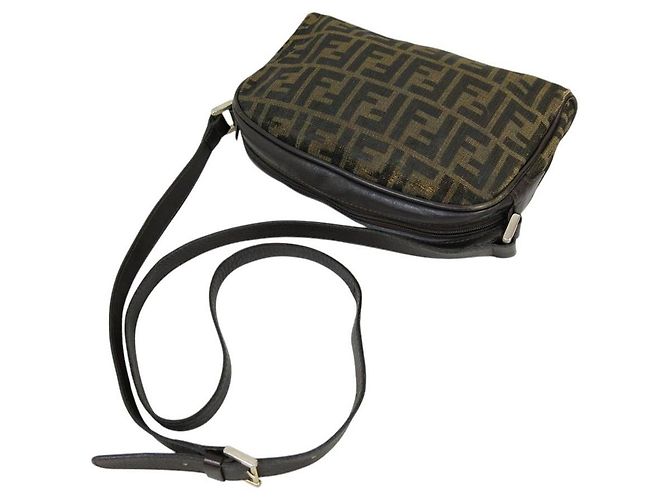 Borsa a tracolla in tela monogramma Zucca marrone Fendi - vista 4