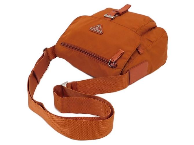 Prada Orange Tessuto Nylon Logo Umhängetasche - Ansicht 4