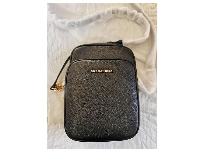 Borsa a tracolla Michael Kors Jet Set Travel in pelle nera Nero Gold hardware - vista 11