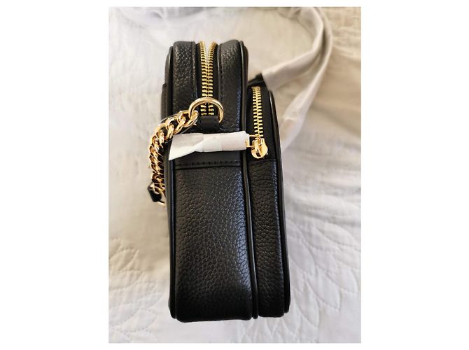 Borsa a tracolla Michael Kors Jet Set Travel in pelle nera Nero Gold hardware - vista 12
