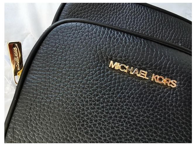 Borsa a tracolla Michael Kors Jet Set Travel in pelle nera Nero Gold hardware - vista 14